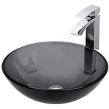 Glass Sheer Black Bathroom Sink/Basin Set with Duris Faucet and Round Vessel L9S5 - product image 1