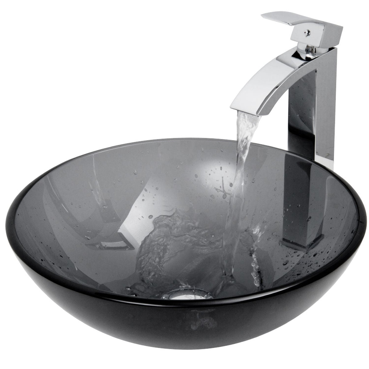 Glass Sheer Black Bathroom Sink/Basin Set with Duris Faucet and Round Vessel L9S5 - product image 3