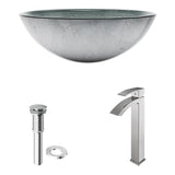 Glass Simply Silver Bathroom Sink/Basin Set with Chrome Duris Faucet and Round Vessel M4S3 - product image 2