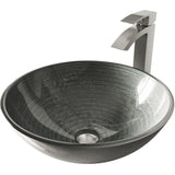 Glass Simply Silver Bathroom Sink/Basin Set with Duris Faucet and Round Vessel G6Y4 - product image 1