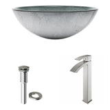 Glass Simply Silver Bathroom Sink/Basin Set with Duris Faucet and Round Vessel G6Y4 - product image 2