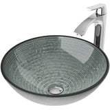 Glass Simply Silver Bathroom Sink/Basin Set with Linus Faucet and Round Vessel L9K9 - product image 1