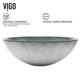 Glass Simply Silver Bathroom Sink/Basin Set with Niko Faucet and Round Vessel E8D6 - product image 8