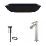 Glass Turquoise Water Bathroom Sink/Basin Set with Duris Faucet and Rectangular Vessel M6R8 - product image 2