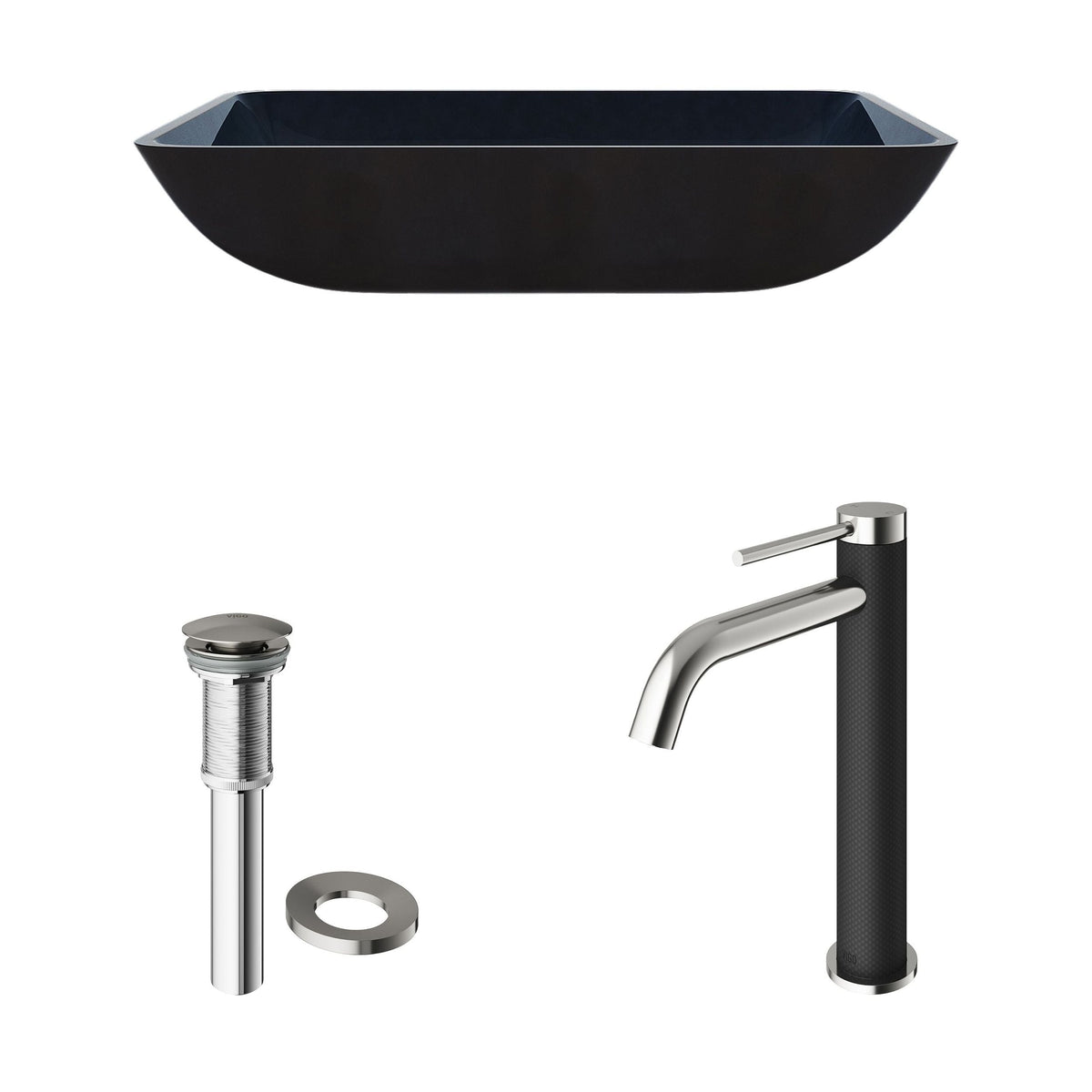 Glass Turquoise Water Bathroom Sink/Basin Set with Lexington Faucet and Rectangular Vessel X2S0 - product image 2