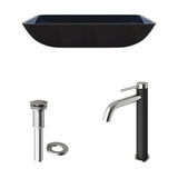 Glass Turquoise Water Bathroom Sink/Basin Set with Lexington Faucet and Rectangular Vessel F3A7 - product image 2