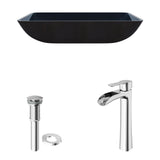 Glass Turquoise Water Bathroom Sink/Basin Set with Niko Faucet and Rectangular Vessel N4U4 - product image 2