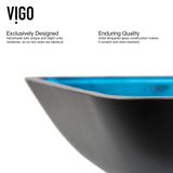 Glass Turquoise Water Bathroom Sink/Basin Set with Niko Faucet and Rectangular Vessel N4U4 - product image 7