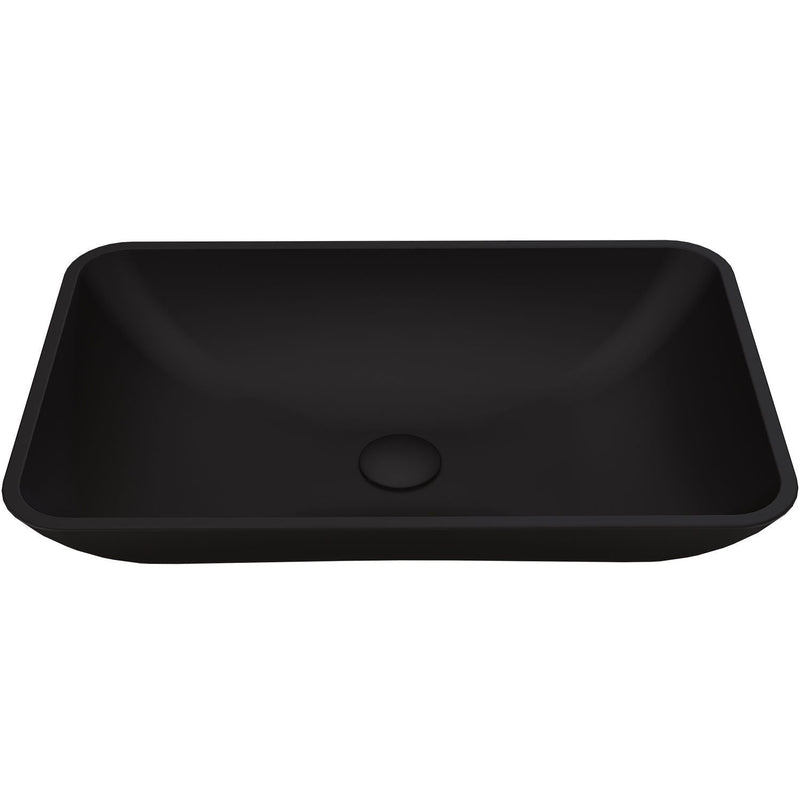 Hadyn Glass Rectangular Vessel Bathroom Sink/Basin with Rounded Edges & Deep Bowl, Black D1U1