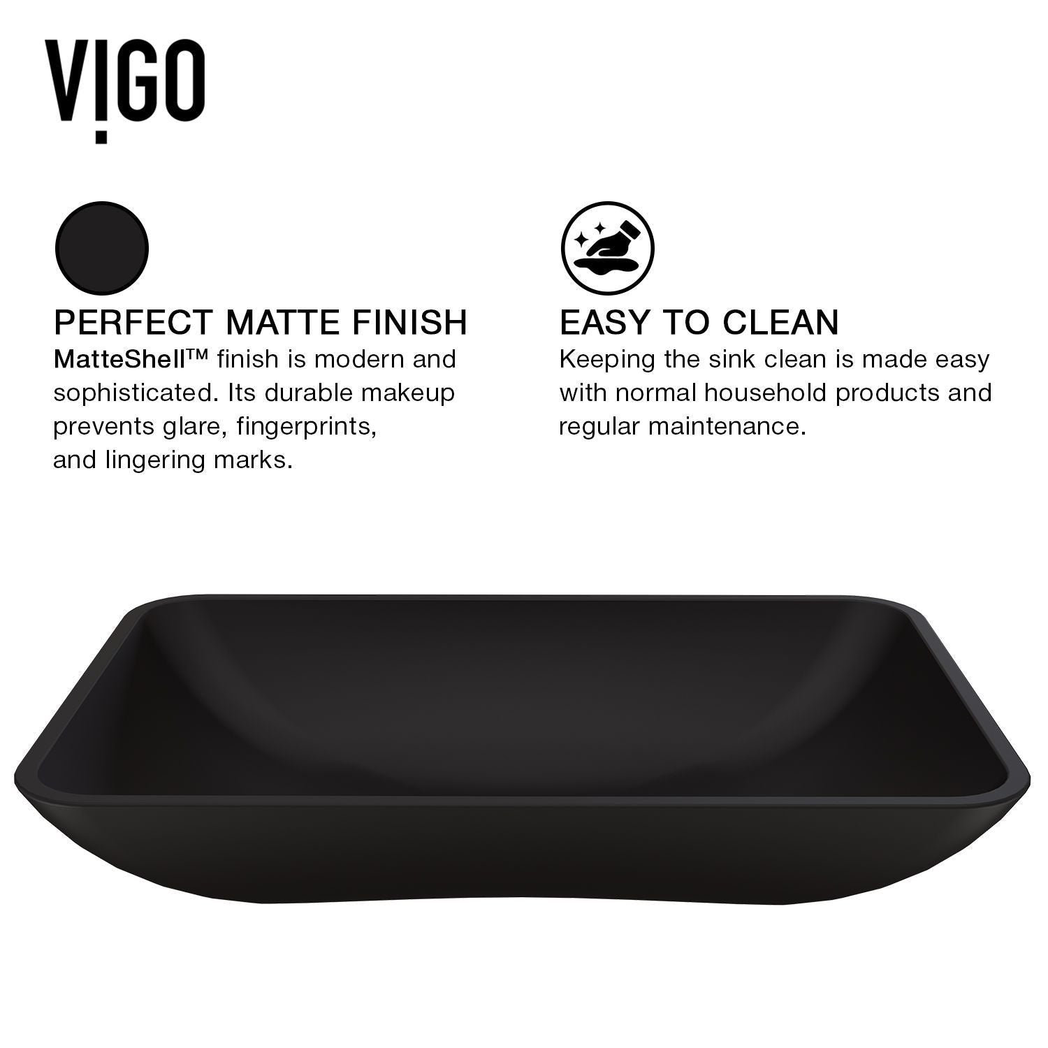 Hadyn Glass Rectangular Vessel Bathroom Sink/Basin with Rounded Edges & Deep Bowl, Black D1U1 - product image 3