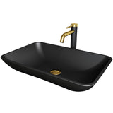 Hadyn MatteShell Matte Black Bathroom Sink/Basin Set with Lexington Faucet and Rectangular Vessel F2Y1 - product image 1