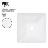 Hibiscus MatteStone White Bathroom Sink/Basin Set with Linus Faucet and Square Composite Vessel U8J1 - product image 4