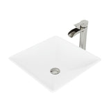Hibiscus MatteStone White Bathroom Sink/Basin Set with Niko Faucet and Square Composite Vessel Y5I7 - product image 1