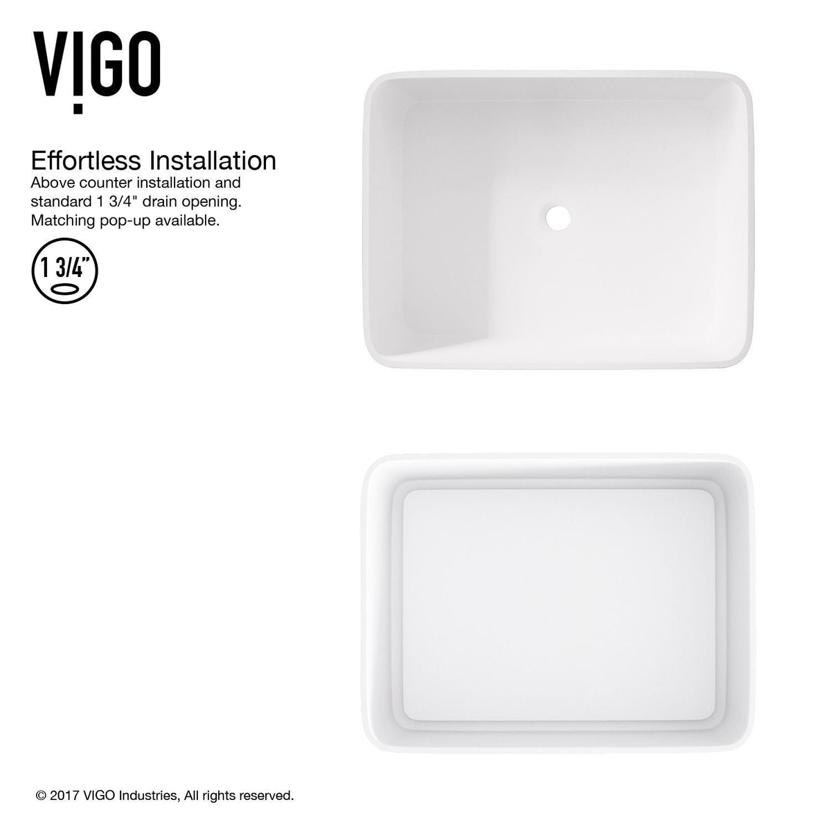 Jasmine MatteStone 18x15-in Deep White Bathroom Sink/Basin with Rectangular Vessel G0R2 - product image 2