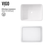 Jasmine MatteStone White Bathroom Sink/Basin Set with Amada Faucet and Rectangular Composite Vessel D8O0 - product image 6