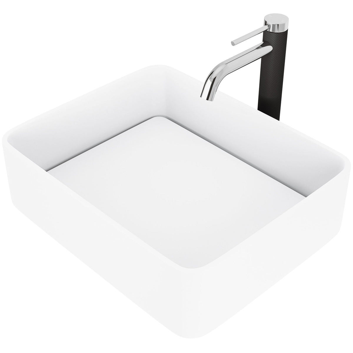 Jasmine MatteStone White Bathroom Sink/Basin Set with Lexington Faucet and Rectangular Composite Vessel Y2N0 - product image 1