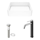 Jasmine MatteStone White Bathroom Sink/Basin Set with Lexington Faucet and Rectangular Composite Vessel Y2N0 - product image 2