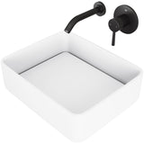 Jasmine MatteStone White Bathroom Sink/Basin Set with Olus Wall Mount Faucet and Rectangular Composite Vessel H1Y4 - product image 1