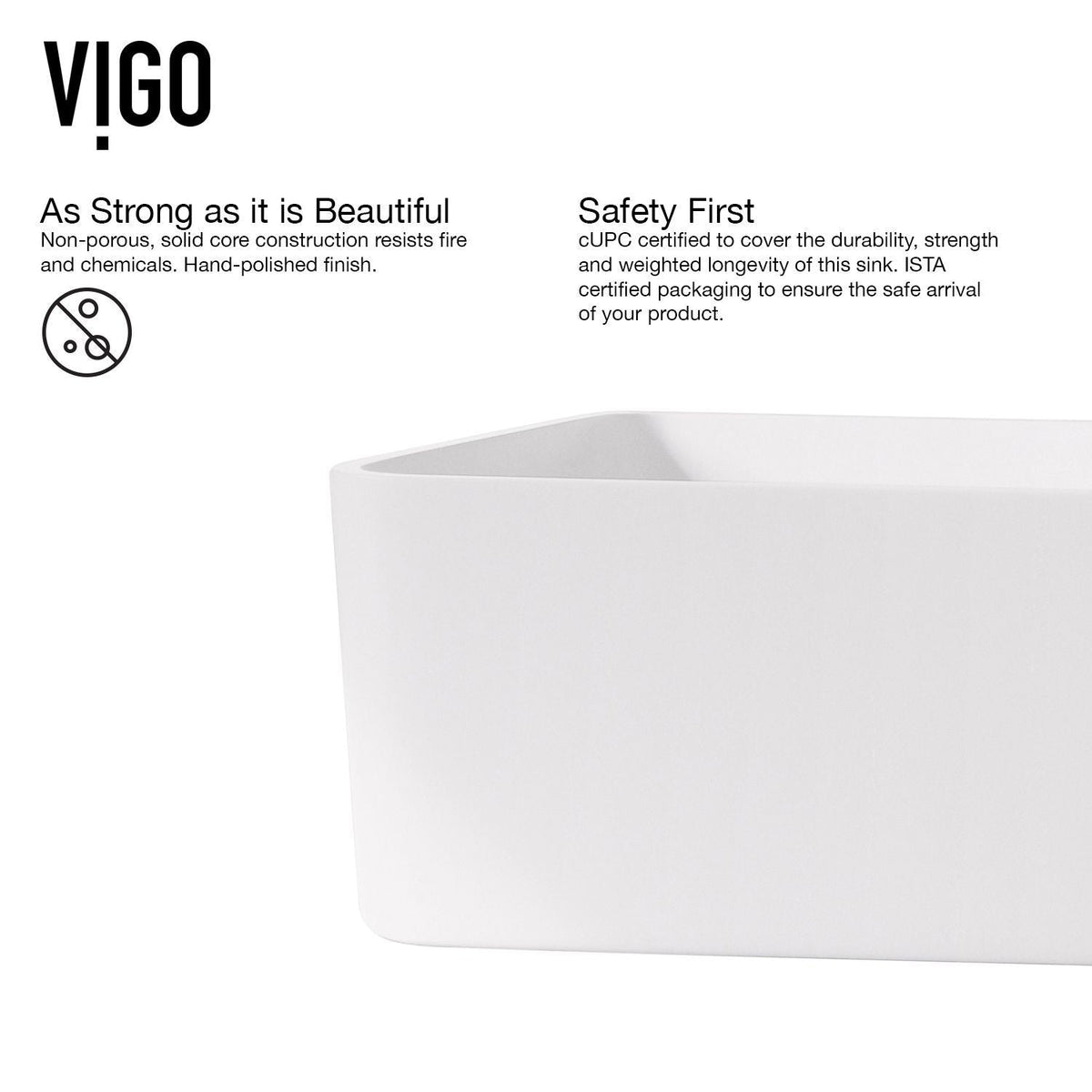 Jasmine MatteStone White Bathroom Sink/Basin Set with Olus Wall Mount Faucet and Rectangular Composite Vessel H1Y4 - product image 4