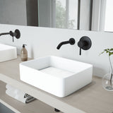 Jasmine MatteStone White Bathroom Sink/Basin Set with Olus Wall Mount Faucet and Rectangular Composite Vessel H1Y4 - product image 8