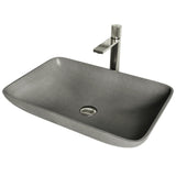 Lorca ConcretoStone Grey Bathroom Sink/Basin Set with Gotham Faucet and Rectangular Vessel B7K9 - product image 1