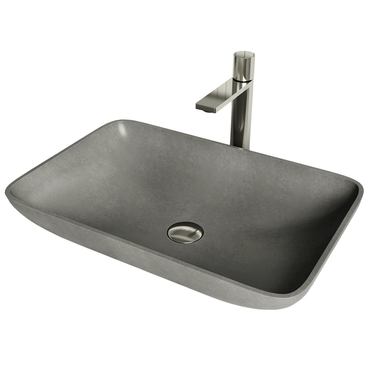 Lorca ConcretoStone Grey Bathroom Sink/Basin Set with Gotham Faucet and Rectangular Vessel B7K9 - product image 1