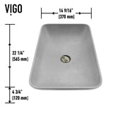 Lorca ConcretoStone Grey Bathroom Sink/Basin Set with Gotham Faucet and Rectangular Vessel F1M7 - product image 5