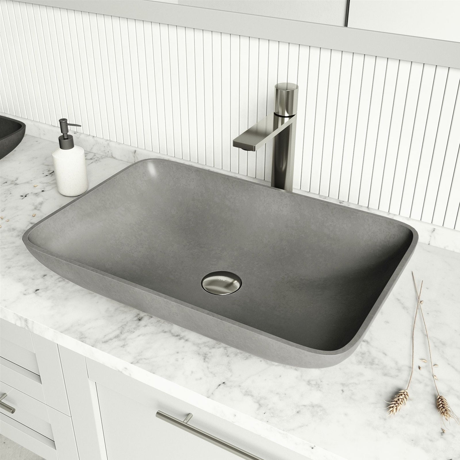Lorca Gothic ConcretoStone 22x15-in Deep Grey Bathroom Sink/Basin with Rectangular Vessel K3A0 - product image 6