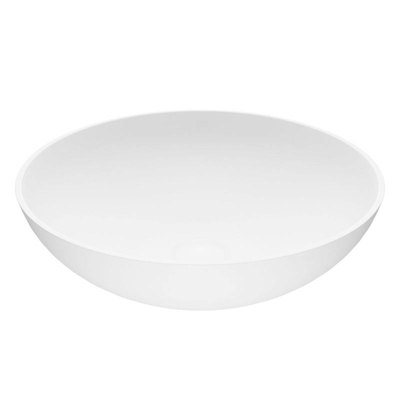 Lotus Matte Stone Round Composite Vessel Bathroom Sink/Basin with Deep Bowl, White Q9O0