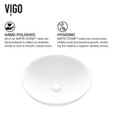 Lotus Matte Stone Round Composite Vessel Bathroom Sink/Basin with Deep Bowl, White Q9O0 - product image 3