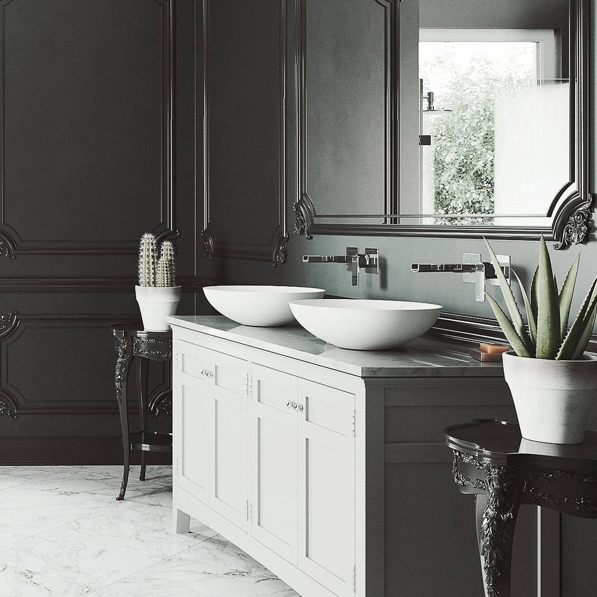 Lotus Matte Stone Round Composite Vessel Bathroom Sink/Basin with Deep Bowl, White Q9O0 - product image 5