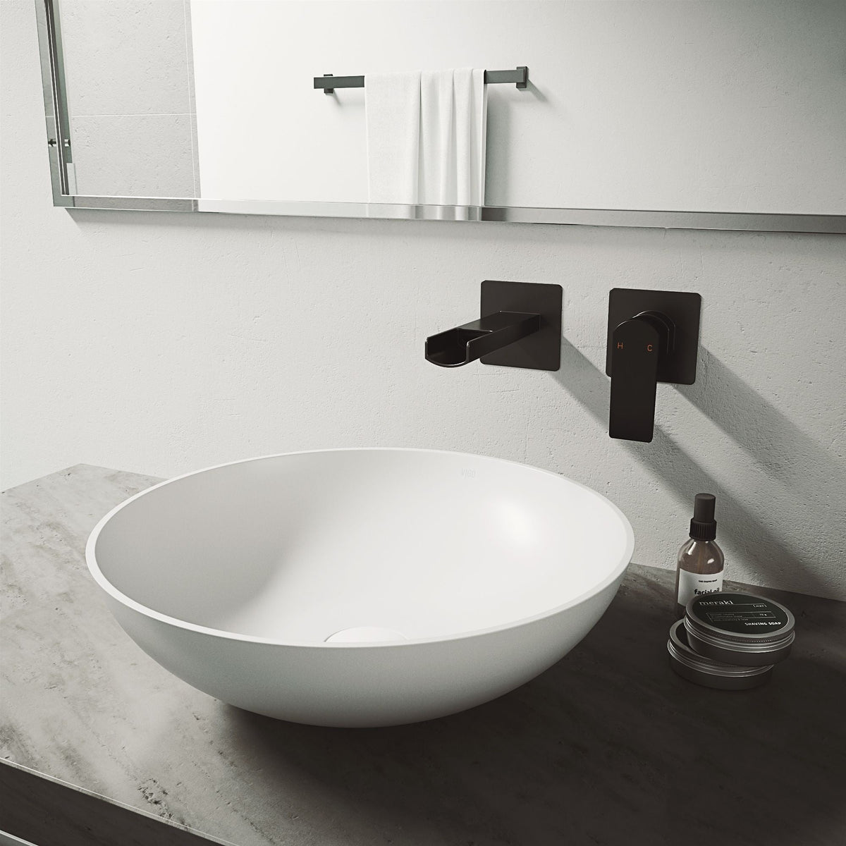 Lotus Matte Stone Round Composite Vessel Bathroom Sink/Basin with Deep Bowl, White Q9O0 - product image 7