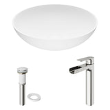 Lotus MatteStone Round White Composite Bathroom Sink/Basin Set with Amada Faucet and Pop-Up Drain O0A9 - product image 2