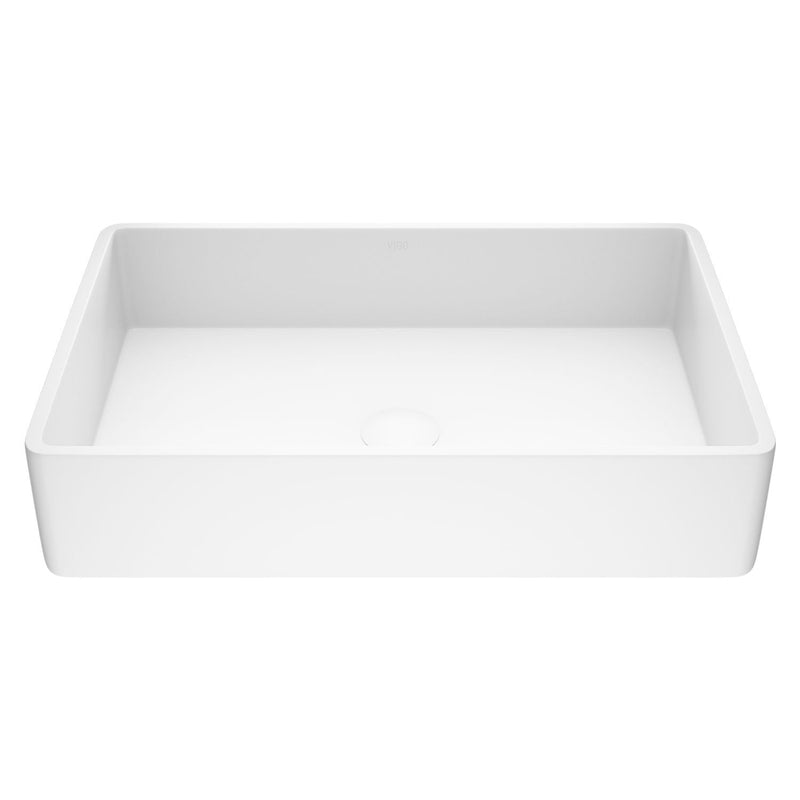 Magnolia Matte Stone Vessel Bathroom Sink/Basin with Deep Bowl, White H3X4