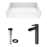 Magnolia MatteStone White Bathroom Sink/Basin Set with Amada Faucet and Rectangular Composite Vessel K3E6 - product image 2