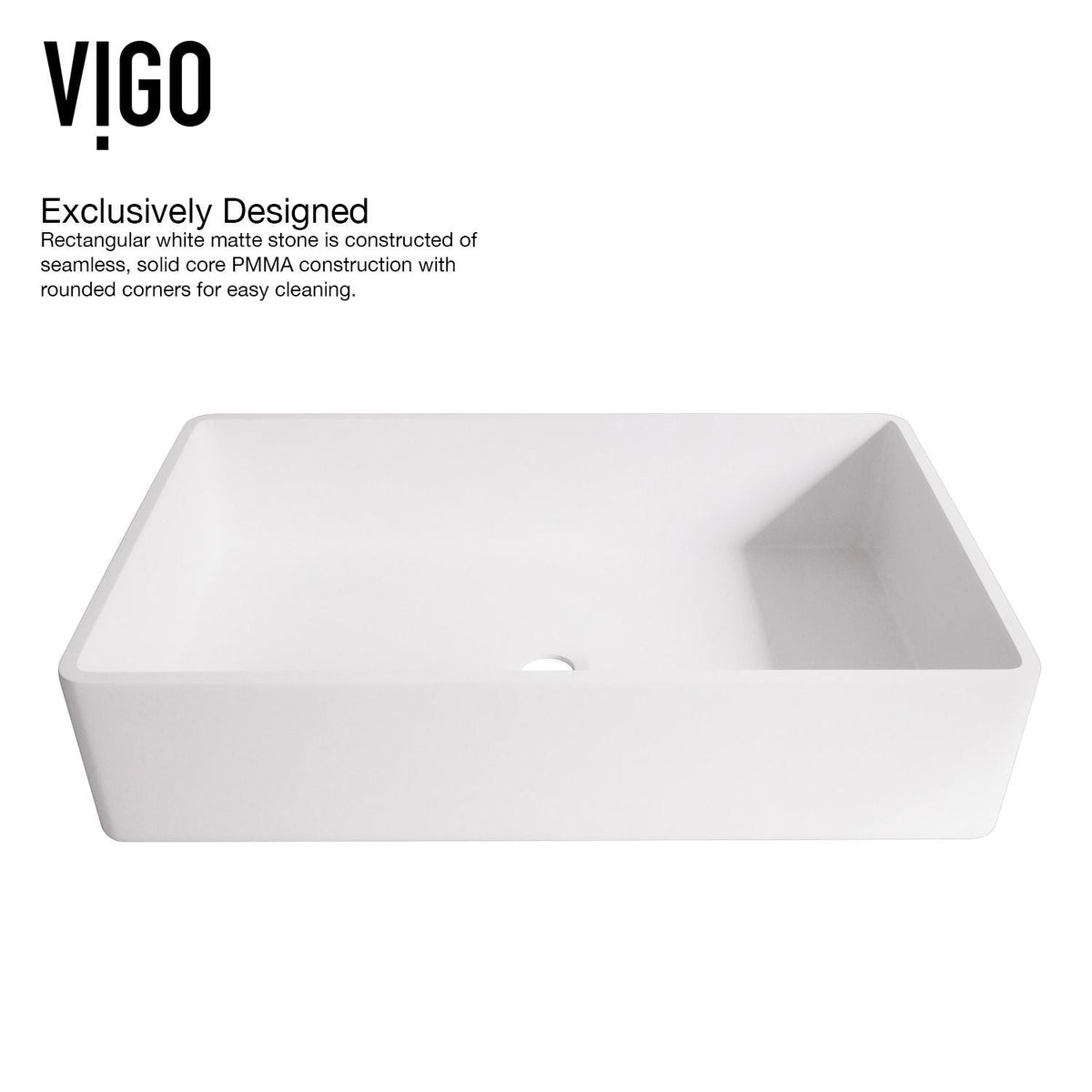 Magnolia MatteStone White Bathroom Sink/Basin Set with Amada Faucet and Rectangular Composite Vessel K3E6 - product image 4