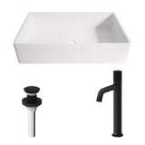 Magnolia MatteStone White Bathroom Sink/Basin Set with Apollo Faucet and Rectangular Composite Vessel B8Y5 - product image 2