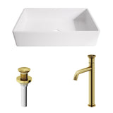 Magnolia MatteStone White Bathroom Sink/Basin Set with Cass Faucet and Rectangular Composite Vessel Y3N2 - product image 2