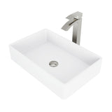 Magnolia MatteStone White Bathroom Sink/Basin Set with Duris Faucet and Rectangular Composite Vessel D1P3 - product image 1