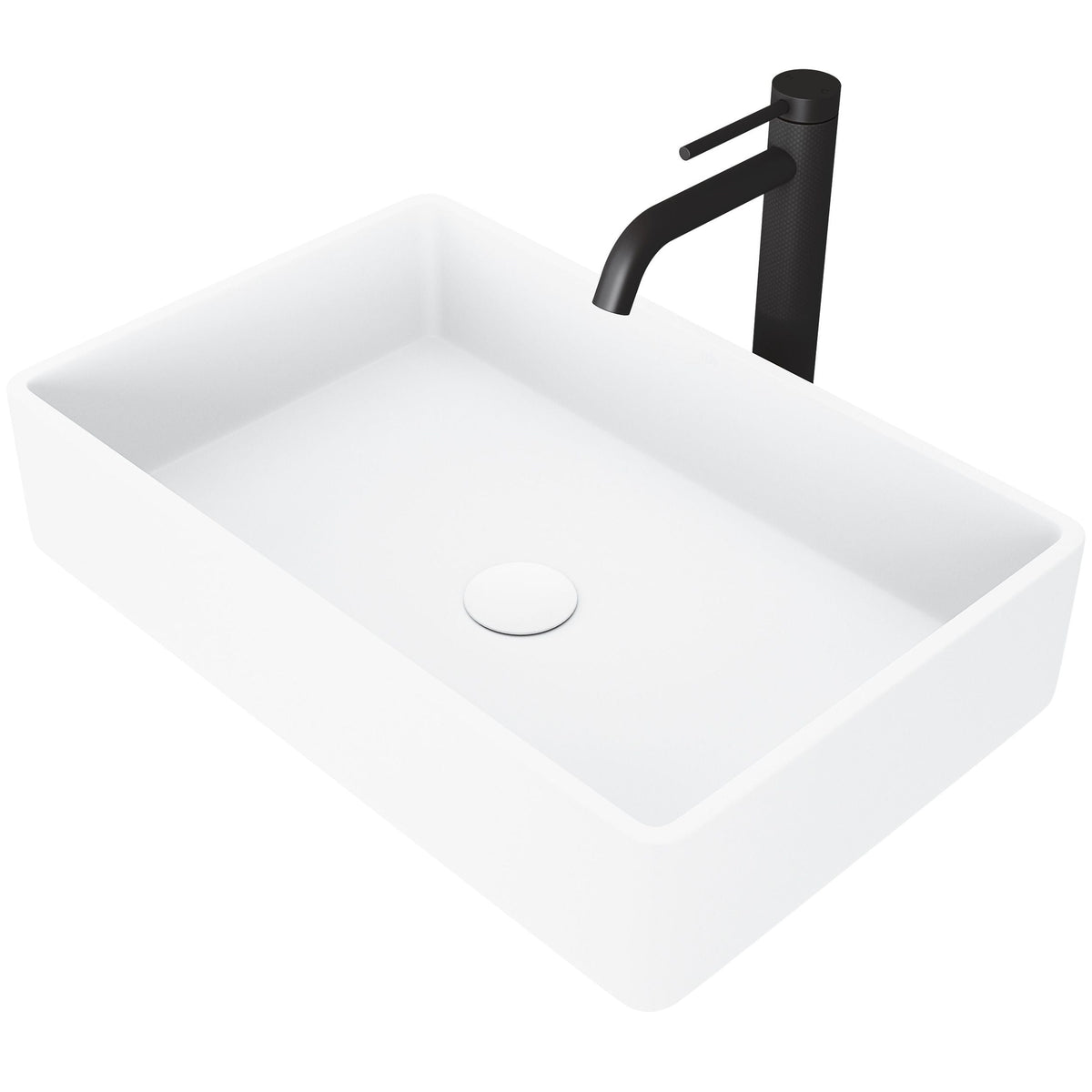 Magnolia MatteStone White Bathroom Sink/Basin Set with Lexington Faucet and Rectangular Composite Vessel E2Q2 - product image 1