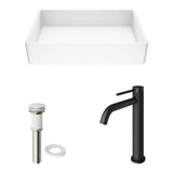 Magnolia MatteStone White Bathroom Sink/Basin Set with Lexington Faucet and Rectangular Composite Vessel H5E5 - product image 2