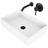 Magnolia MatteStone White Bathroom Sink/Basin Set with Olus Wall Mount Faucet and Rectangular Composite Vessel Z6K5 - product image 1