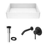 Magnolia MatteStone White Bathroom Sink/Basin Set with Olus Wall Mount Faucet and Rectangular Composite Vessel Z6K5 - product image 2
