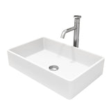 Magnolia MatteStone White Bathroom Sink/Basin Set with Ruxton Faucet and Rectangular Composite Vessel Y0X1 - product image 1