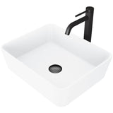 Marigold MatteStone Matte White Bathroom Sink/Basin Set with Lexington Faucet and Rectangular Composite Vessel C7X0 - product image 1