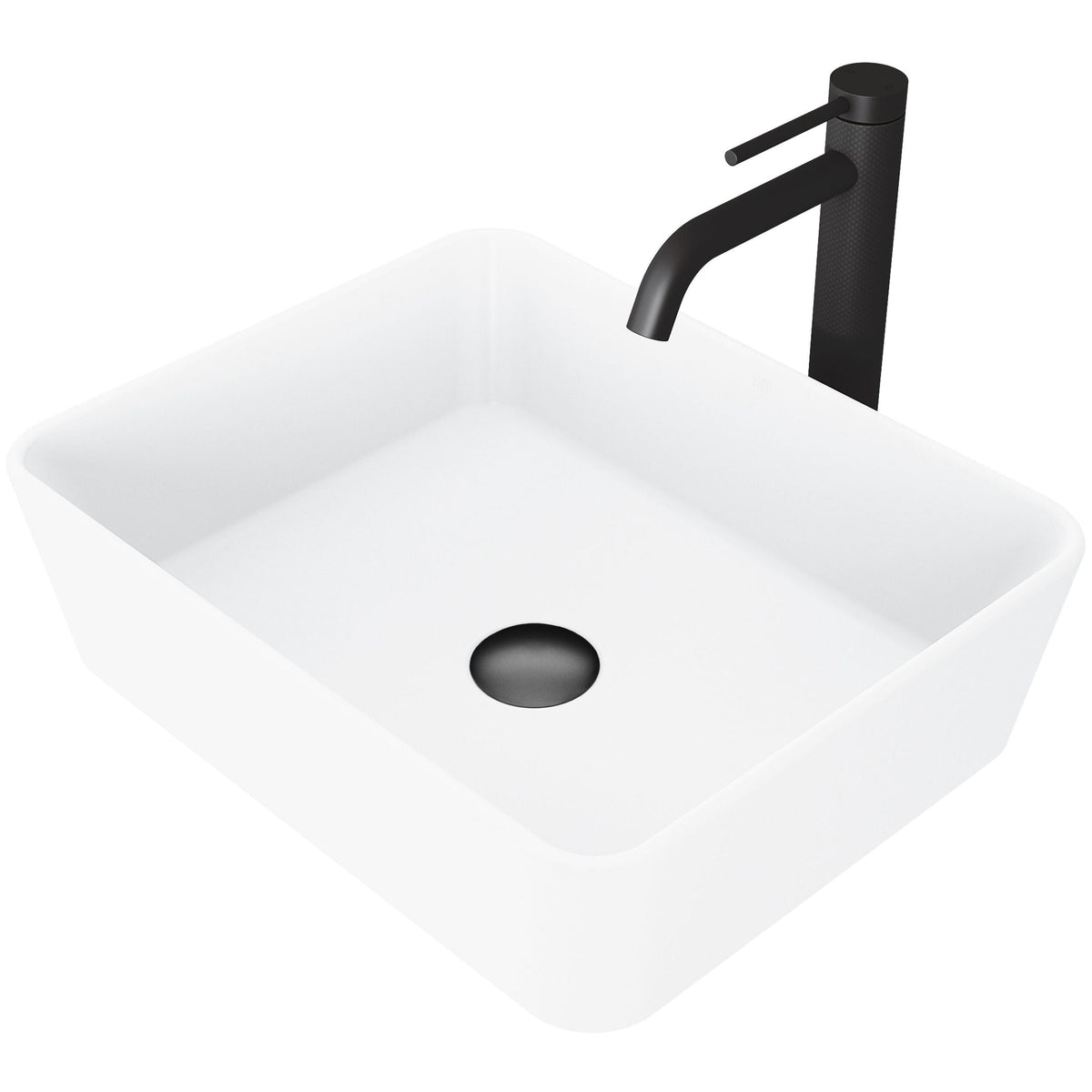 Marigold MatteStone Matte White Bathroom Sink/Basin Set with Lexington Faucet and Rectangular Composite Vessel P1D8 - product image 1