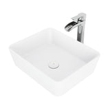 Marigold MatteStone Matte White Bathroom Sink/Basin Set with Niko Faucet and Rectangular Composite Vessel J8V7 - product image 1