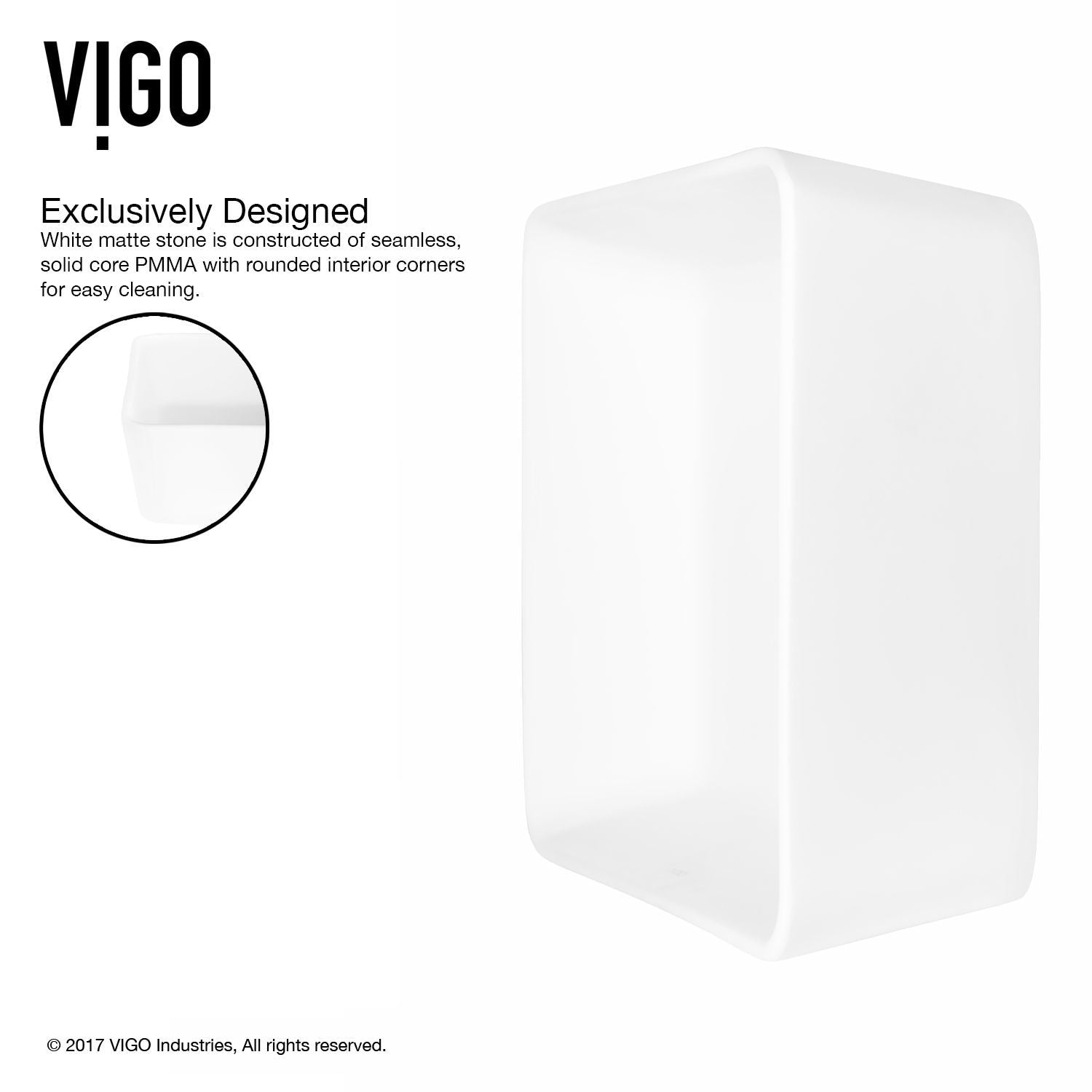 Marigold MatteStone Matte White Bathroom Sink/Basin Set with Niko Faucet and Rectangular Composite Vessel J8V7 - product image 6