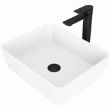 Marigold MatteStone Matte White Bathroom Sink/Basin Set with Norfolk Faucet and Rectangular Composite Vessel M0G4 - product image 1