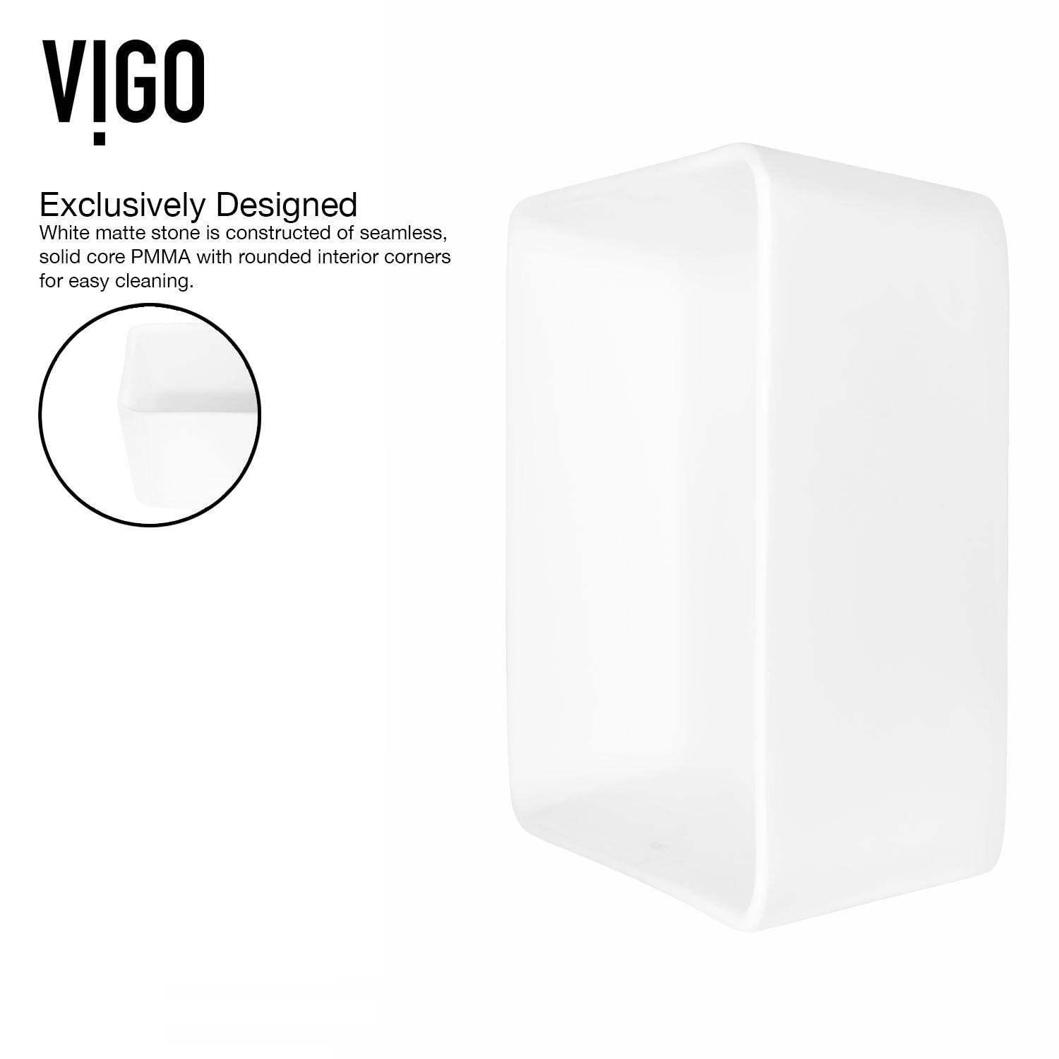 Marigold MatteStone Matte White Bathroom Sink/Basin Set with Norfolk Faucet and Rectangular Composite Vessel M0G4 - product image 5